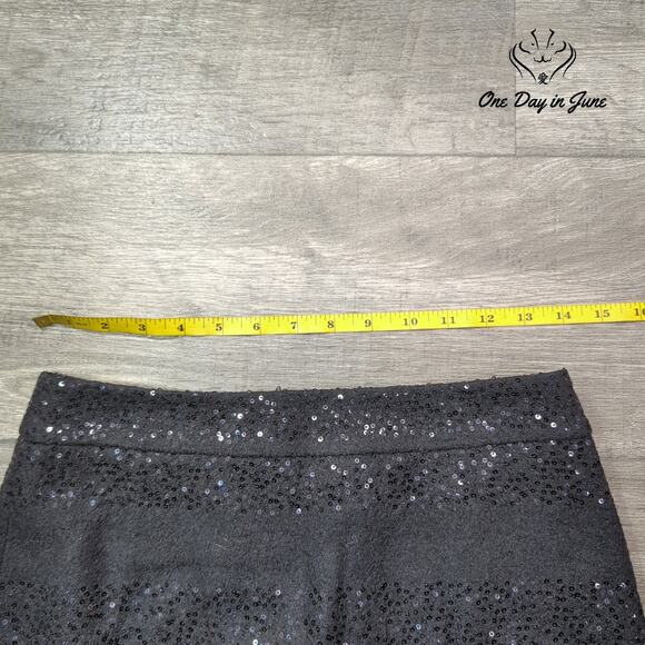Loft Wool Blend Sequin Detail Mini Skirt Size 0 - Picture 3 of 5